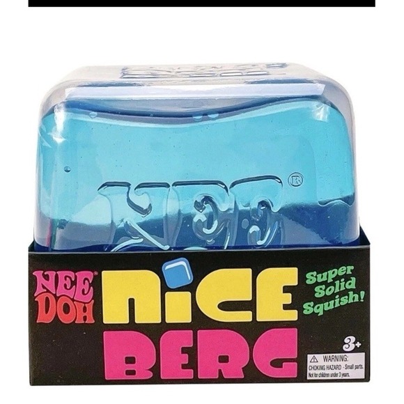 NeeDoh Nice Berg Blue XL Giant Nee Doh Nice Cube Solid Squish Jelly Ice Block - Picture 4 of 4